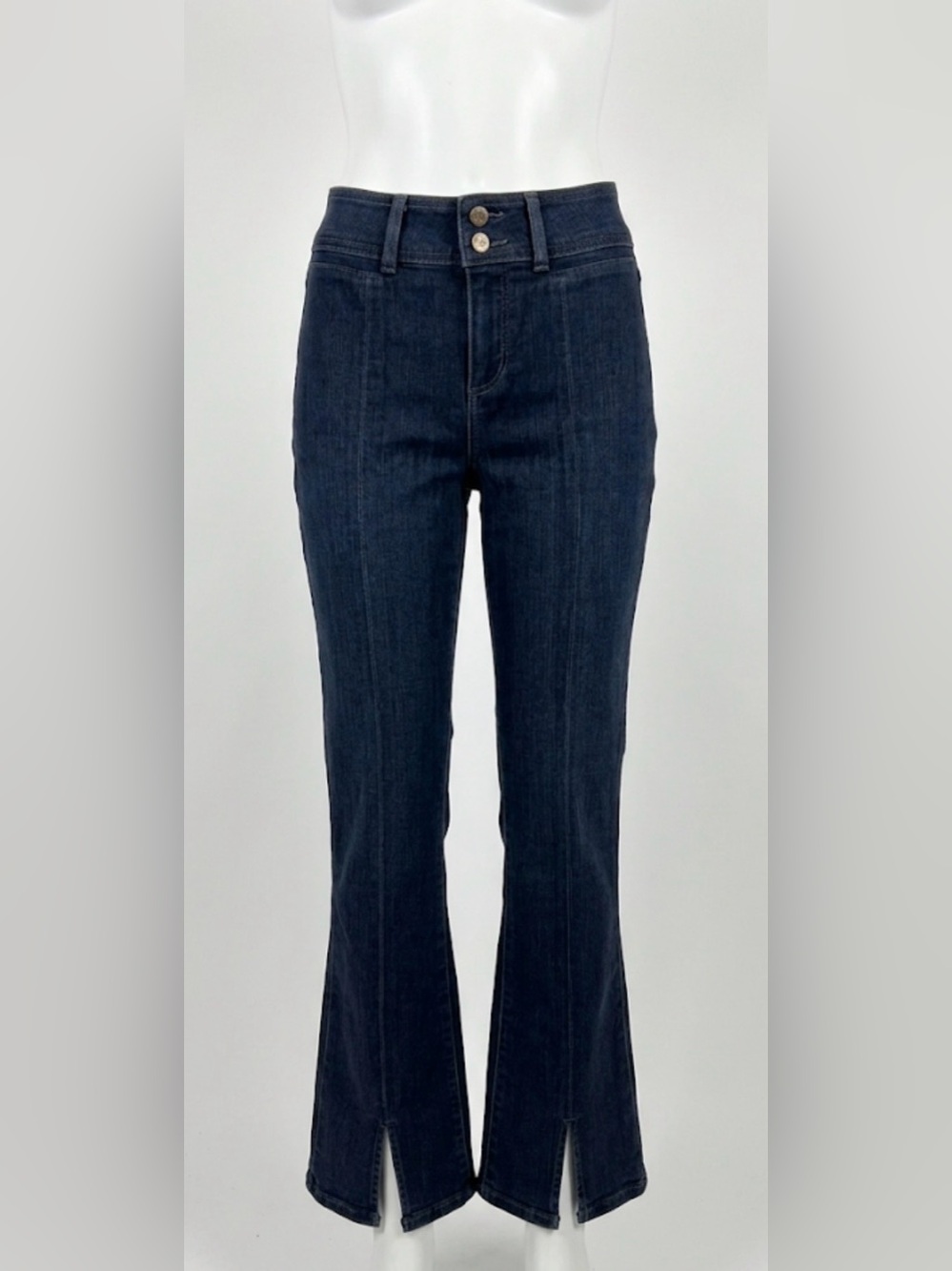 PAIGE Dark Indigo High-Rise Flare Jeans‎ with Front Slits